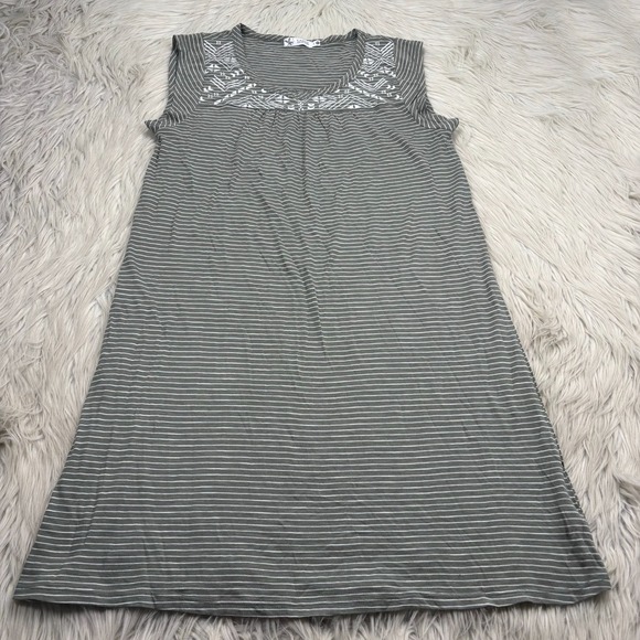 Carve Designs Dresses & Skirts - Carve Designs Women's M Olive Striped Shift T-Shirt Dress Embroidered Boho Beach
